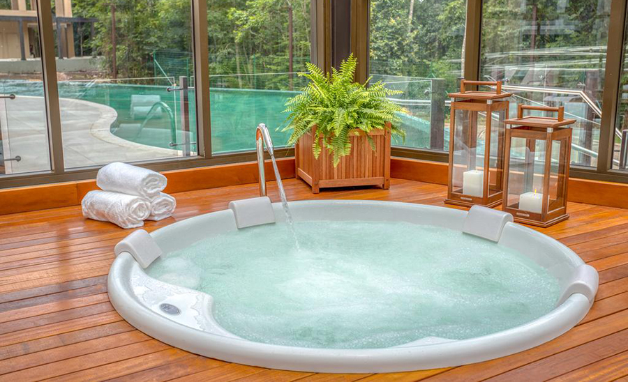 Áres de hidromassagem do Wyndham Termas Resort & Spa em Gramado